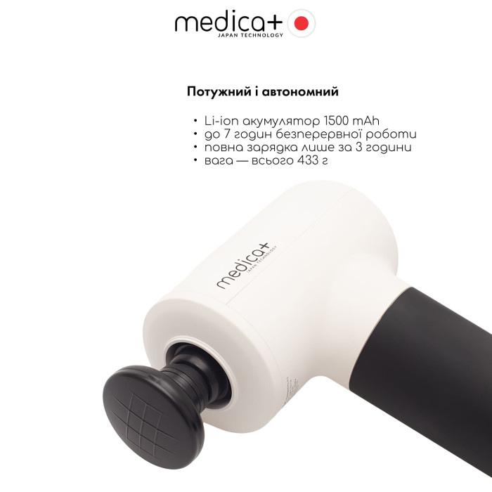 Перкуссионный ручной массажер для тела и мышц Medica+ MassHand Pro 4.0 (Япония) White фото № 8