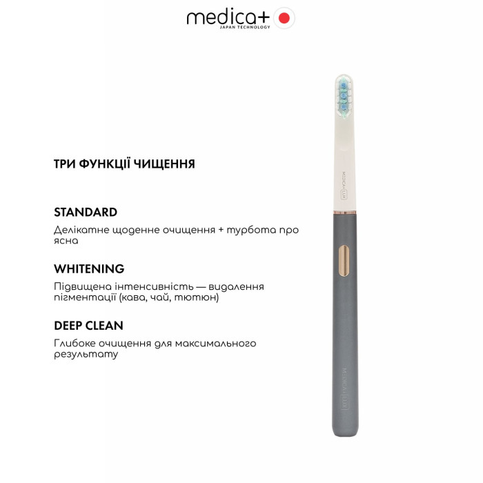 Отбеливающая звуковая зубная щетка Medica+ Lux 10ХN Portable Grey фото № 2