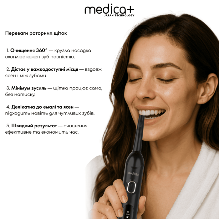 Роторна електрична зубна щітка Medica+ ProBrush XO Сarbon (Black) фото № 1