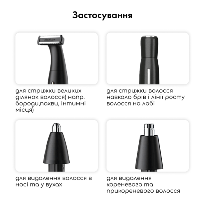 Триммер Электростанок 4в1 Medica+ Trimmer 8.0 + Насадки (2 шт) фото № 11