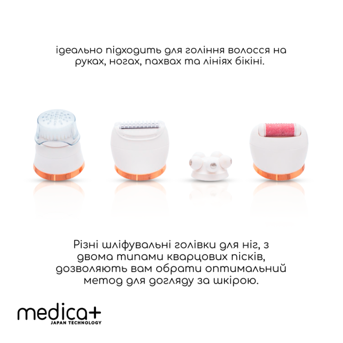 Электрическая роликовая пилка-пемза 4в1 Medica+ BodyControl 4v1 + Насадки (2 шт) фото № 3