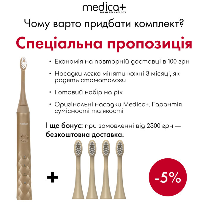 Звуковая зубная щетка Medica+ ProBrush 11 (Gold) фото № 7