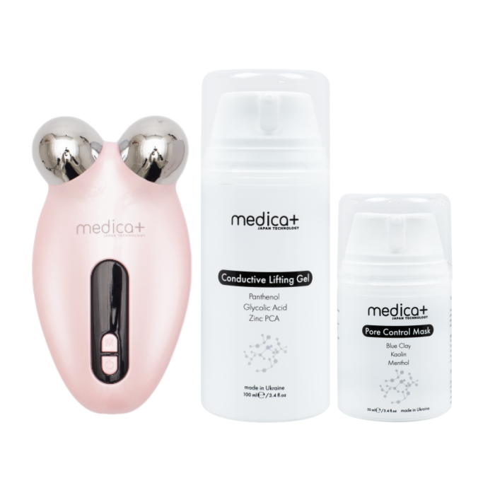 Набор Микротоковый лифтинг Skin Lifting 6.0 pink + Токопроводящий гель Conductive Lifting Gel + Поросужающая маска для лица Pore Control Mask