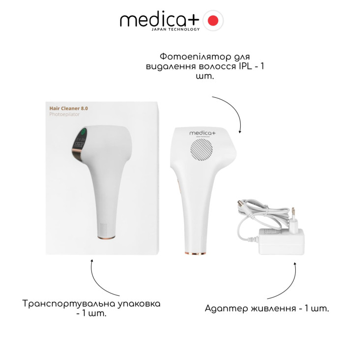 Набір для фотоепіляції MEDICA+: Фотоепілятор 8.0 + Захисні окуляри + Флюїд після епіляції фото № 11