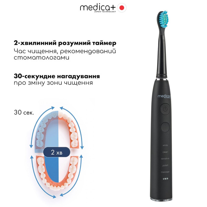 Ультразвукова зубна щітка MEDICA+ PROBRUSH 8.0 Black фото № 2