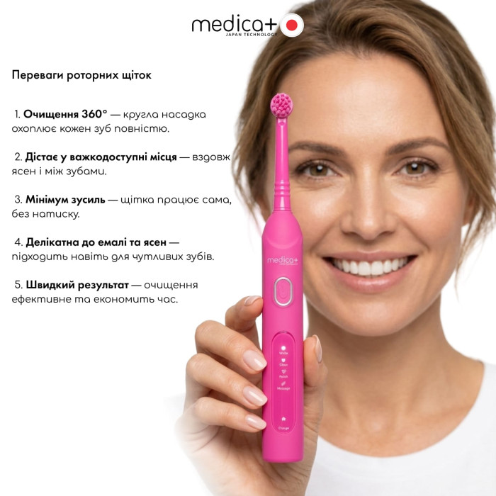 Електрична зубна щітка MEDICA+ ProBrush XO Soft Touch Fuchsia (Japan) фото № 3