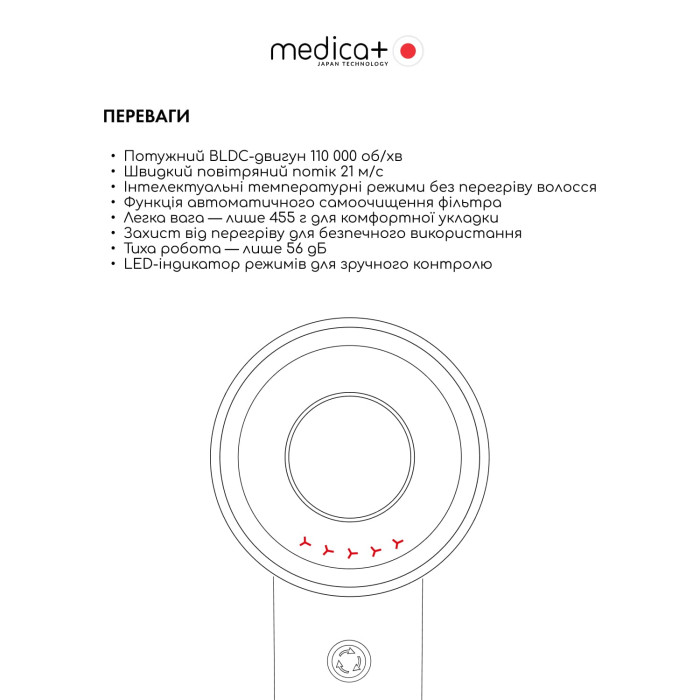 Фен для волосся MEDICA+ AIR-ZEN 2.0 Silver фото № 2