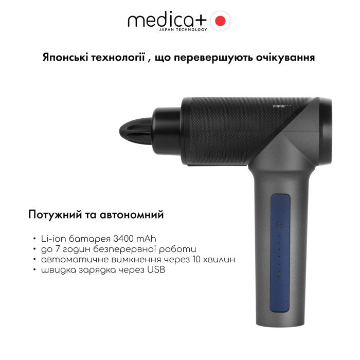 Перкусійний ручний масажер для тіла і м'язів Medica+ MassHand Pro 5.0 фото № 4